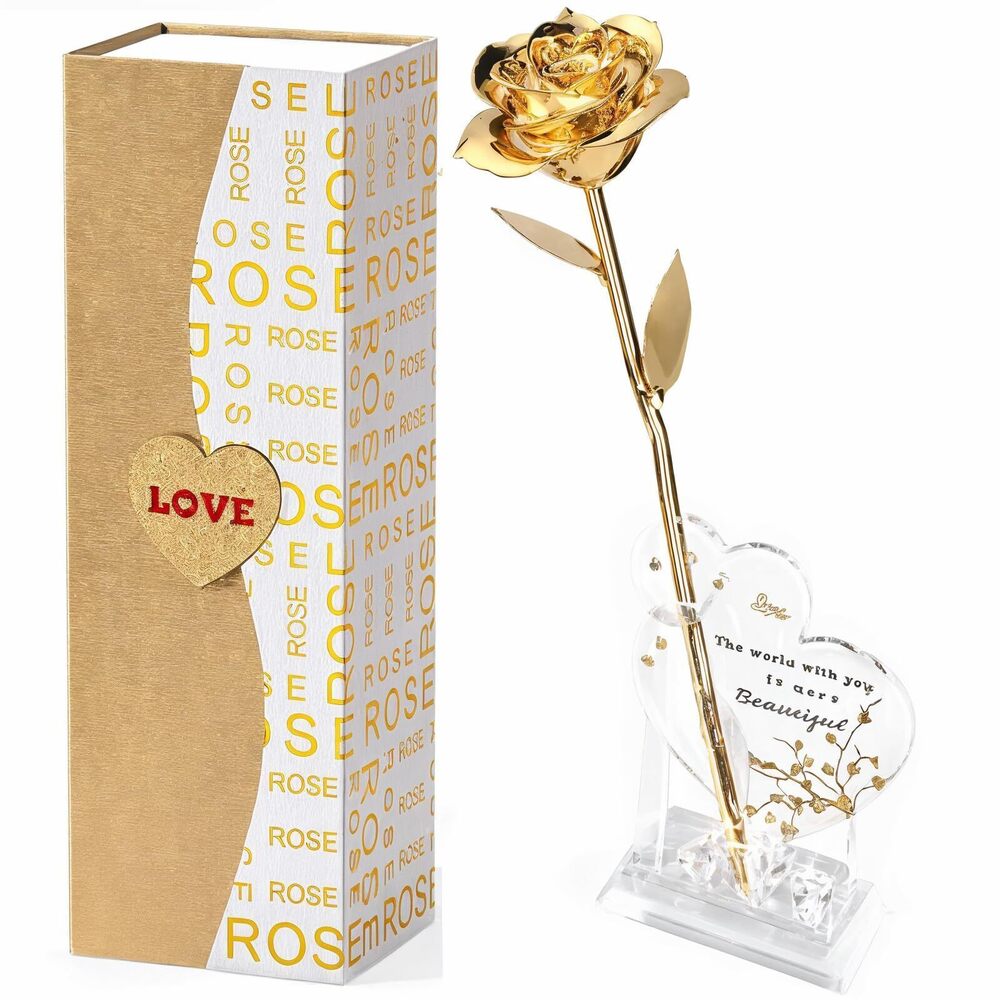 8117 Gold Dipped Real 24K Gold Rose, 1 Pack Infinity Flower Decor Hand